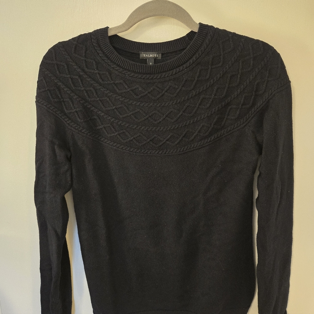 Talbots Black Fair Isle Sweater Size Small